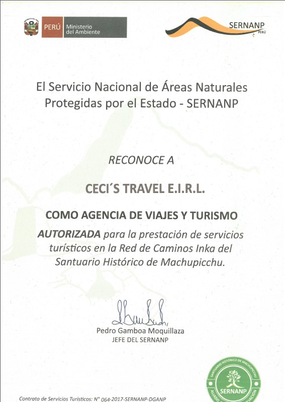 operador certificado de camino inca