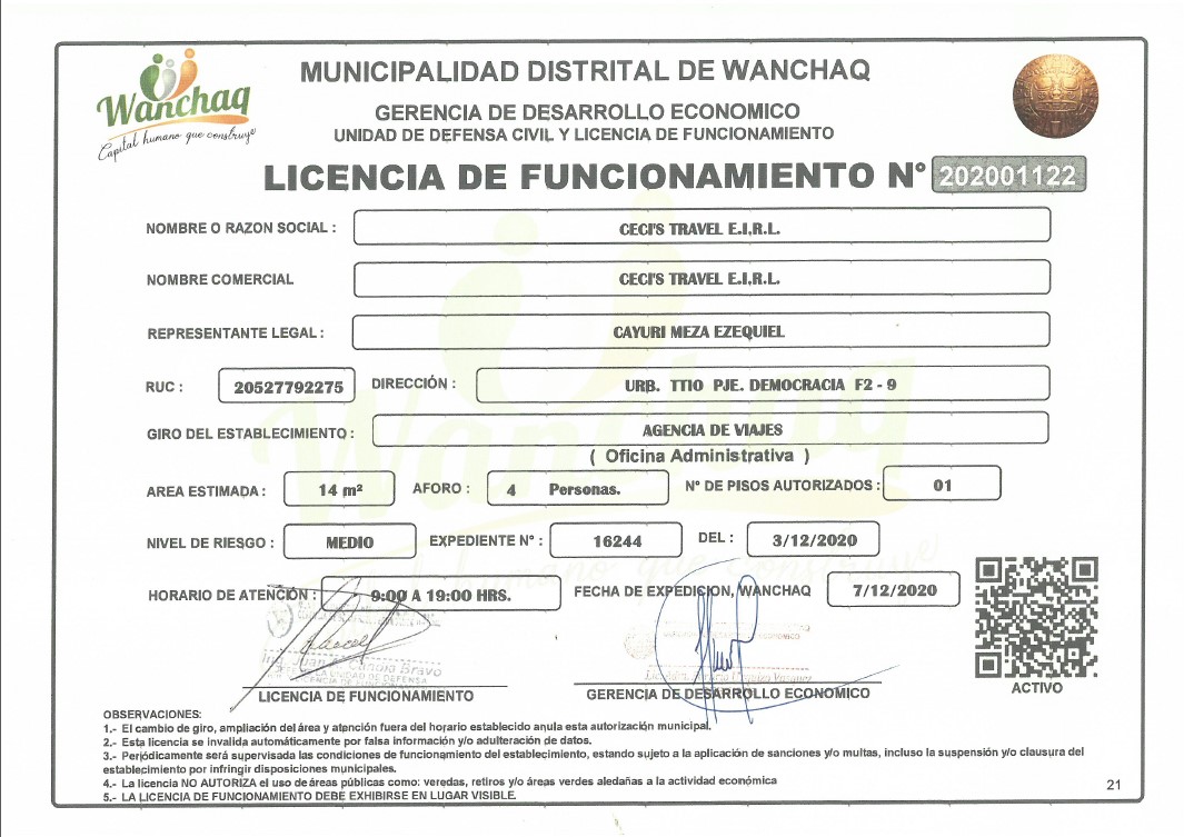 licencia de funcionamiento